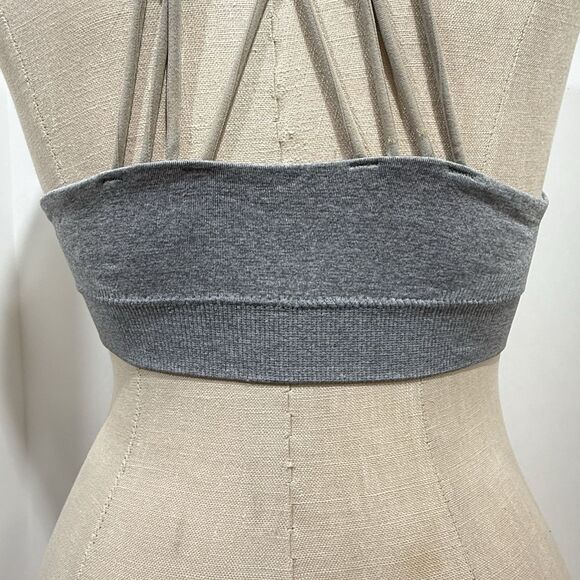 Pro-Fit Womens Seamless Knotted Sports Bra gray Wireless Strappy Racerback Small - Picture 9 of 16